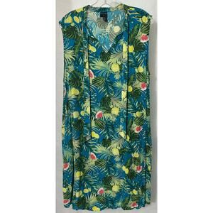 Esmara Sleeveless Tropical Fruit Print Dress Size 16 Viscose Summer Shift